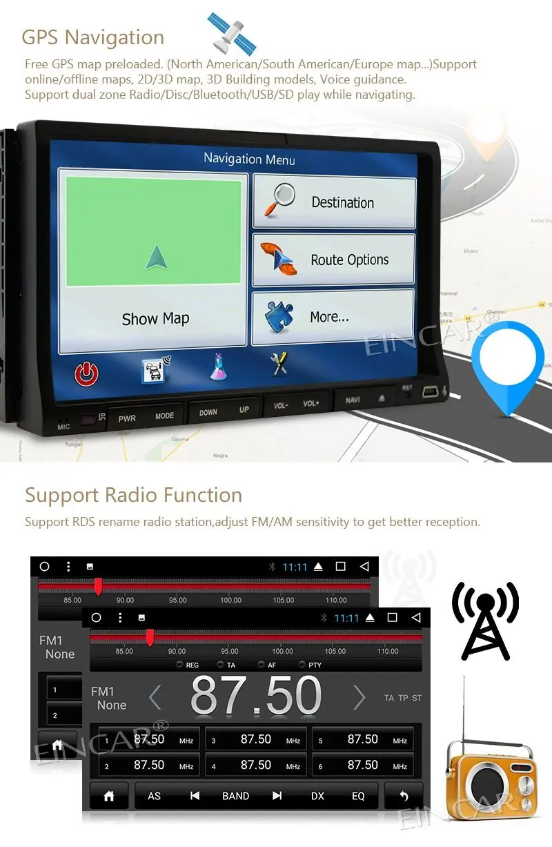 Android 7 1 Восьмиядерный автомобильный Радио Авто Видео 2 Din в тире стерео gps