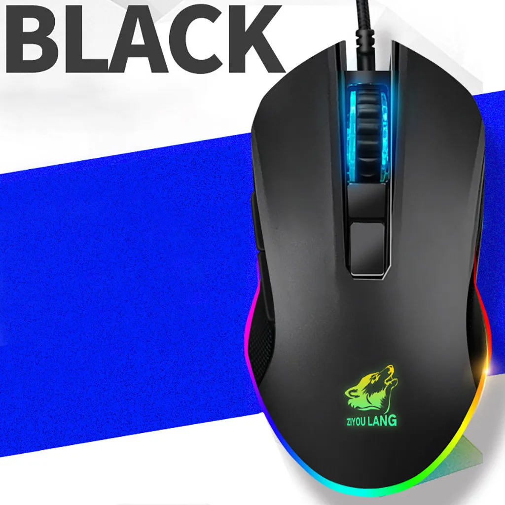 V1 3200 точек/дюйм USB кабель RGB LED мышь лазерная проводная ударная 6 кнопок