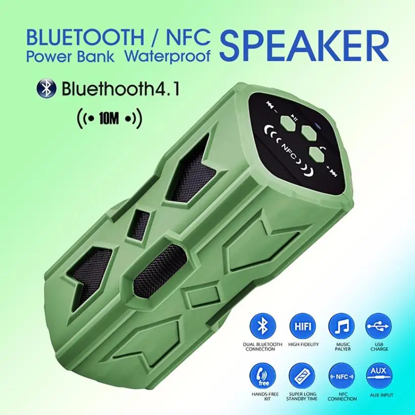 Портативный Беспроводной Bluetooth Динамик V4.0 Водонепроницаемый + NFC 3600 мАч Запасные
