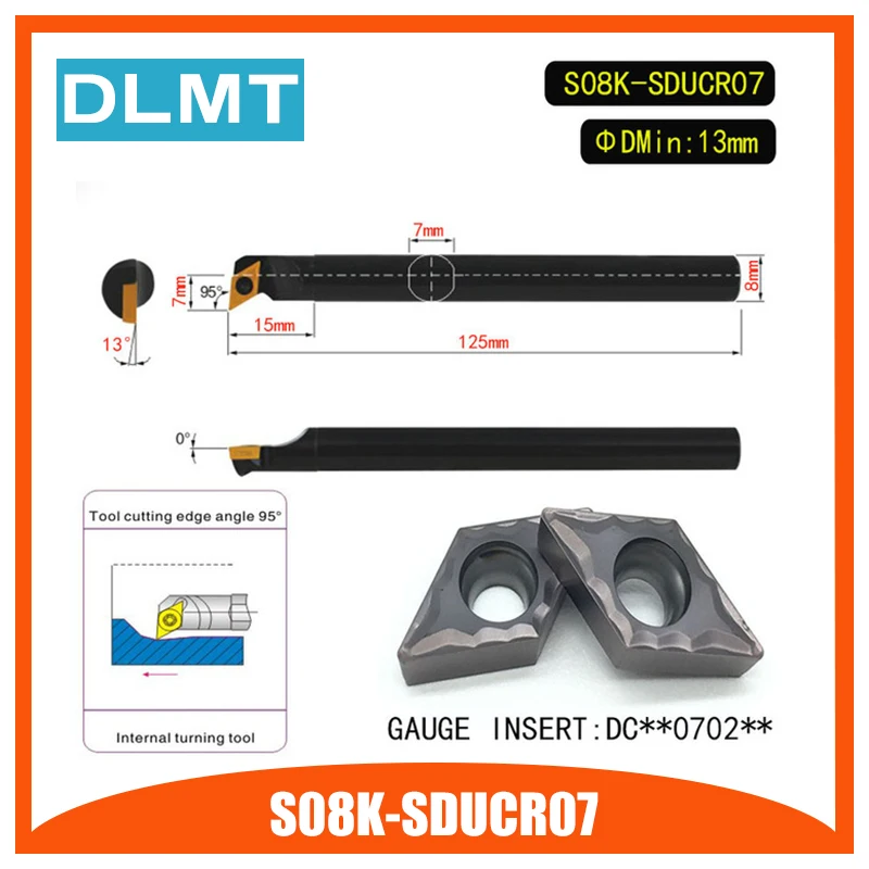 S08K-SDUCR07 95 градусов внутреннего точения держатель инструмента для DCMT070204 DCMT070208