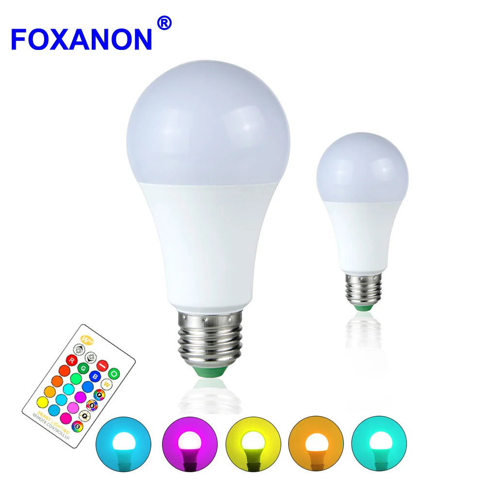 Foxanon Bombillas светодиодные лампы RGB E27 10 Вт 15 AC 85-265 в праздничное освещение волшебный