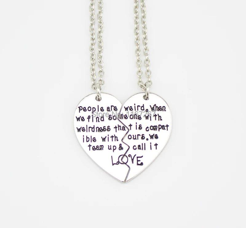 Новый стиль 2014 ожерелье с подвеской в виде разбитого сердца из двух частей