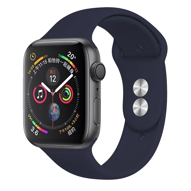 03 Midnight Силиконовый ремешок для Apple Watch 42 мм 5 4 3 iwatch ремешок 38 мм 44 мм 40 мм pulseira correa Браслет Смарт часы аксессуары петля - Цвет ремешка: 03 Midnight