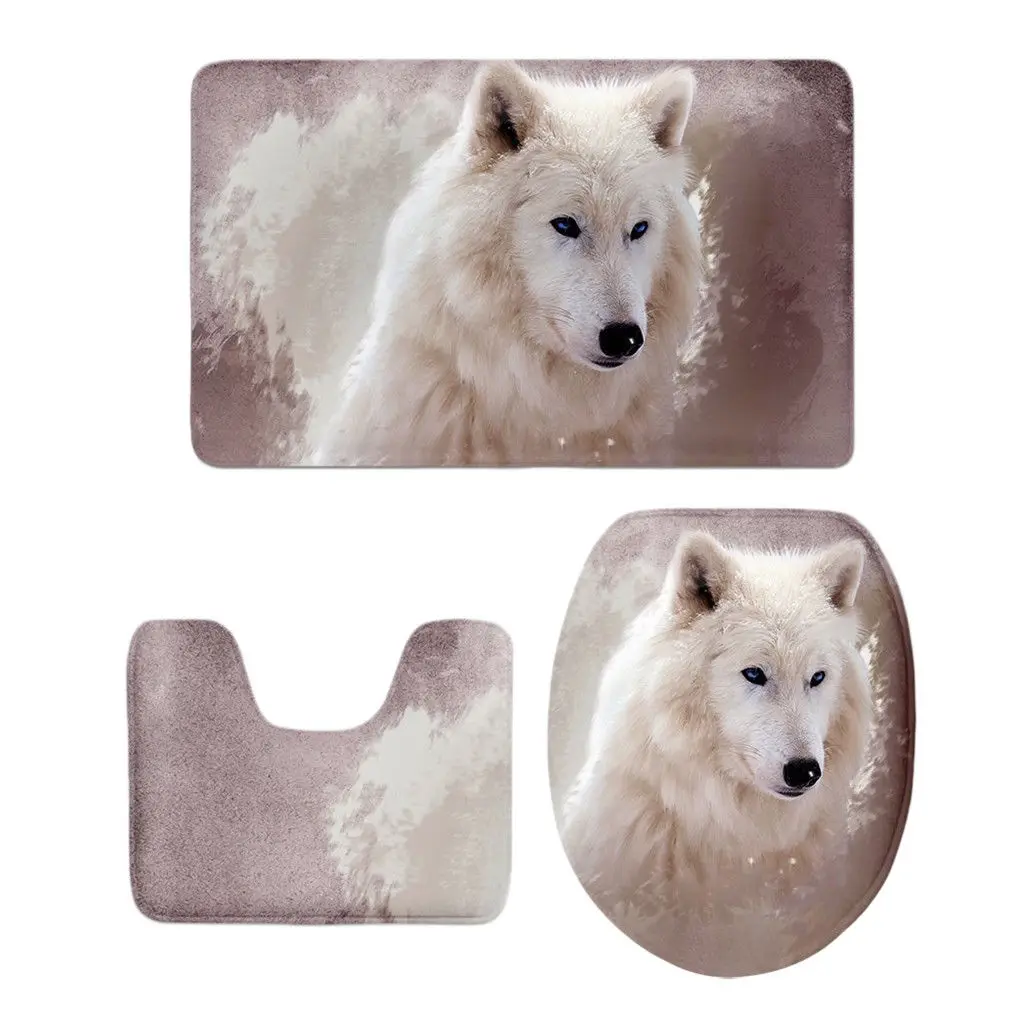 Bath Protector Flannel Mats Pedestal Set Toilet NonSlip Carpet Rug Cover 11 |