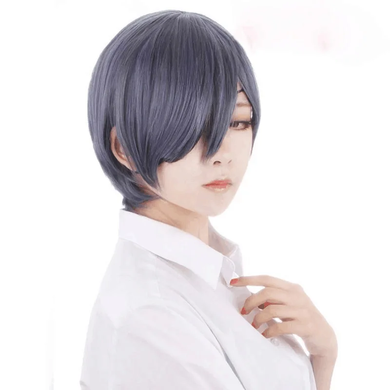 Morematch Anime Black Butler Kuroshitsuji Ciel Phantomhive Wigs Grey Blue Heat Resistant Synthetic Hair Cosplay Wig