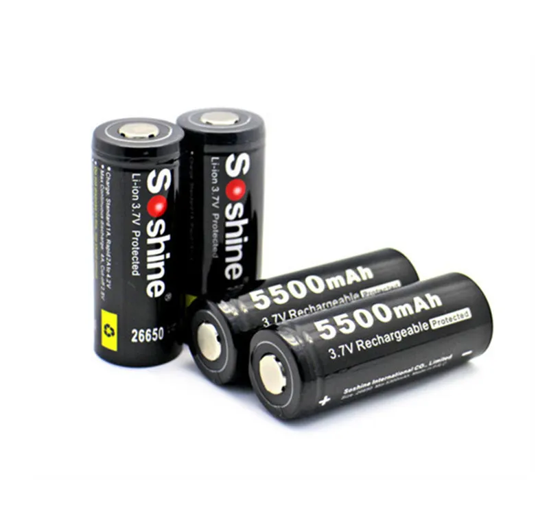 Soshine 3 7 V 5500mAh 26650 Аккумулятор Защищенный перезаряжаемый литий ионный аккумулятор