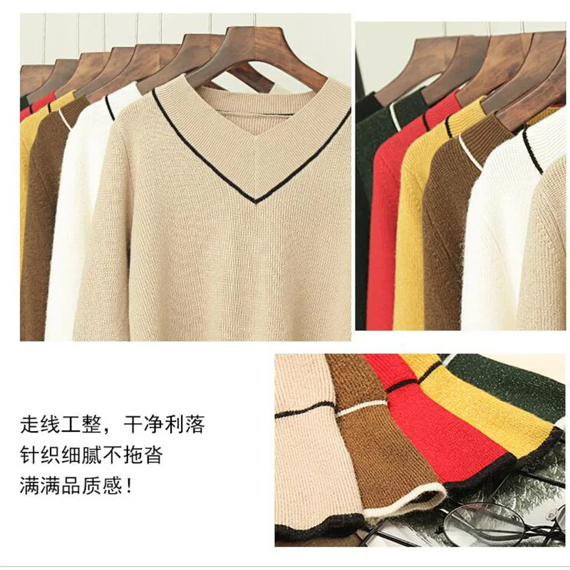 

Sweater V-Neck Women Fashion spring Autumn Knit Sweater Slim Sexy Pullovers Coat Female Blouse Knit Sweater RQ191