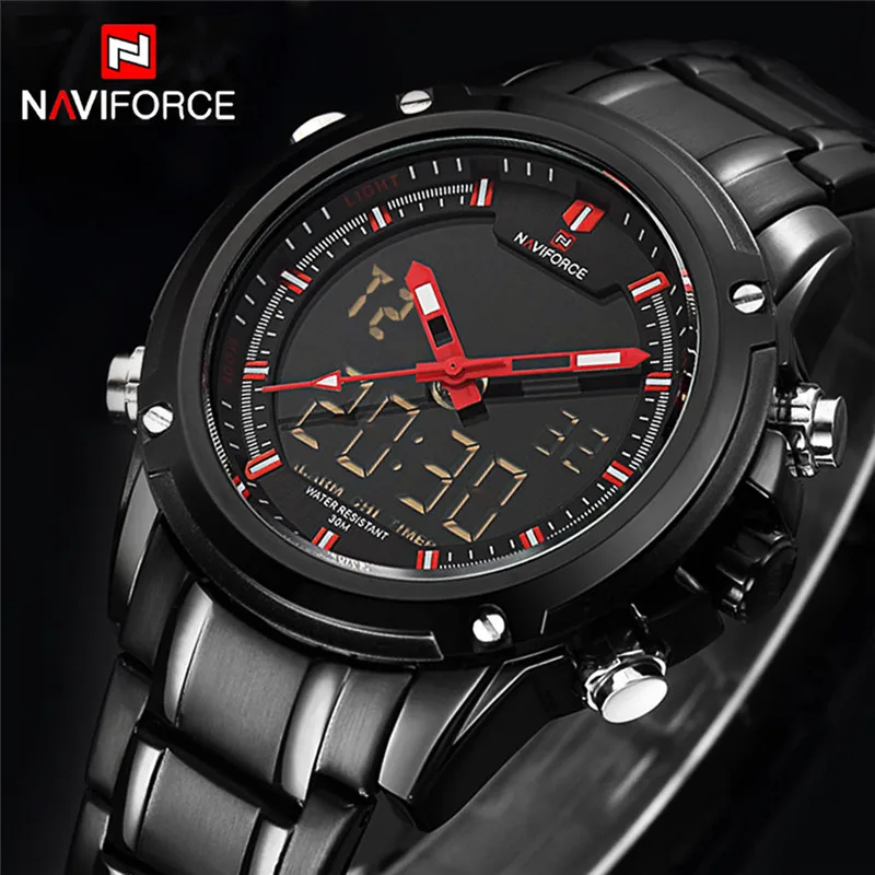 Часы наручные NAVIFORCE Мужские Цифровые роскошные брендовые Водонепроницаемые