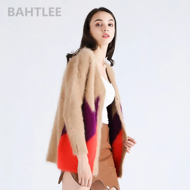 Зимний женский кардиган BAHTLEE из ангоры шерстяной вязаный кашемировый с