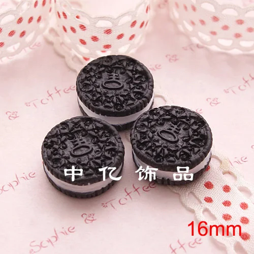 

100 шт./Лот Новое поступление кавайное Печенье Oreo черного цвета с плоским основанием Кабошон Украшение для скрапбукинга DIY Украшение для телефона 16 мм