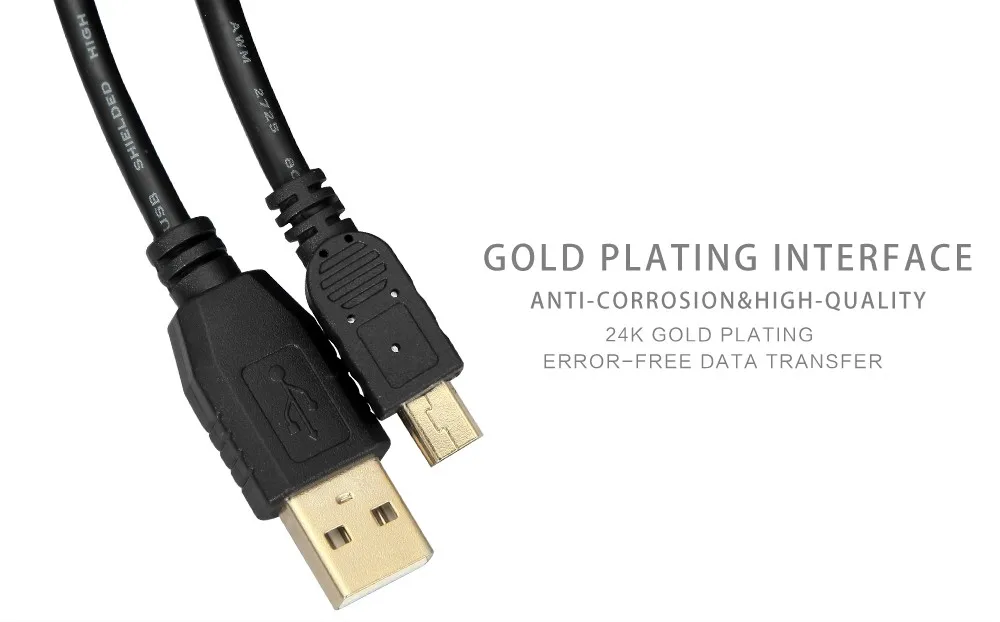 5 метров/10 метров длиной 2,0 Мини USB Бронзовый кабель для передачи данных Высокоскоростной шнур питания для зарядного устройства DSLR камеры sony PS3 контроллер