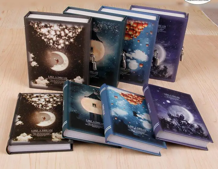 Дневник с замком, записная книжка, записная книжка, милый функциональный планировщик, книга с замком, молочный журнал, Подарочная коробка лунный свет, блокировка этой страницы 144