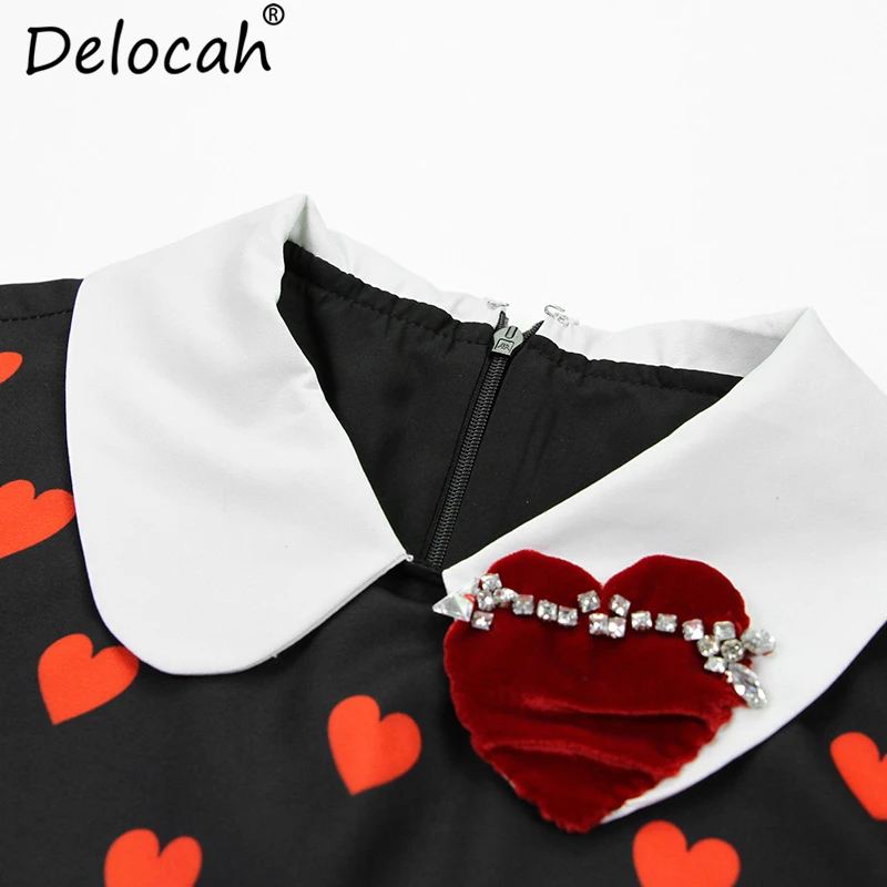 Delocah, новинка, женское весенне-летнее платье, подиум, модное, дизайнерское, элегантное, с бисером, с принтом в виде сердца, повседневные платья с коротким рукавом