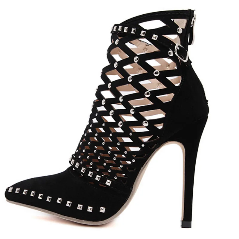 Сандалии гладиаторы Лето 2017 женская обувь новые пикантные флоковые очень