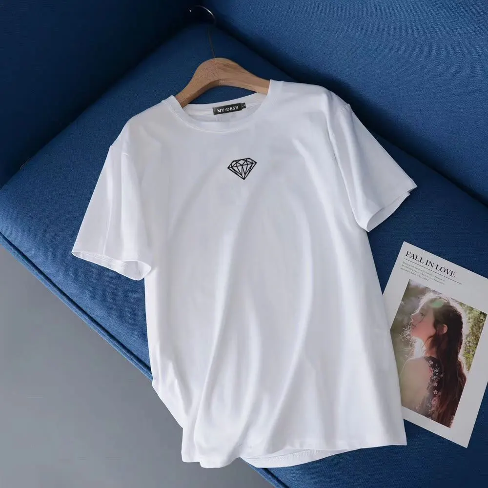 Футболка женская повседневная с коротким рукавом брендовая рубашка круглым