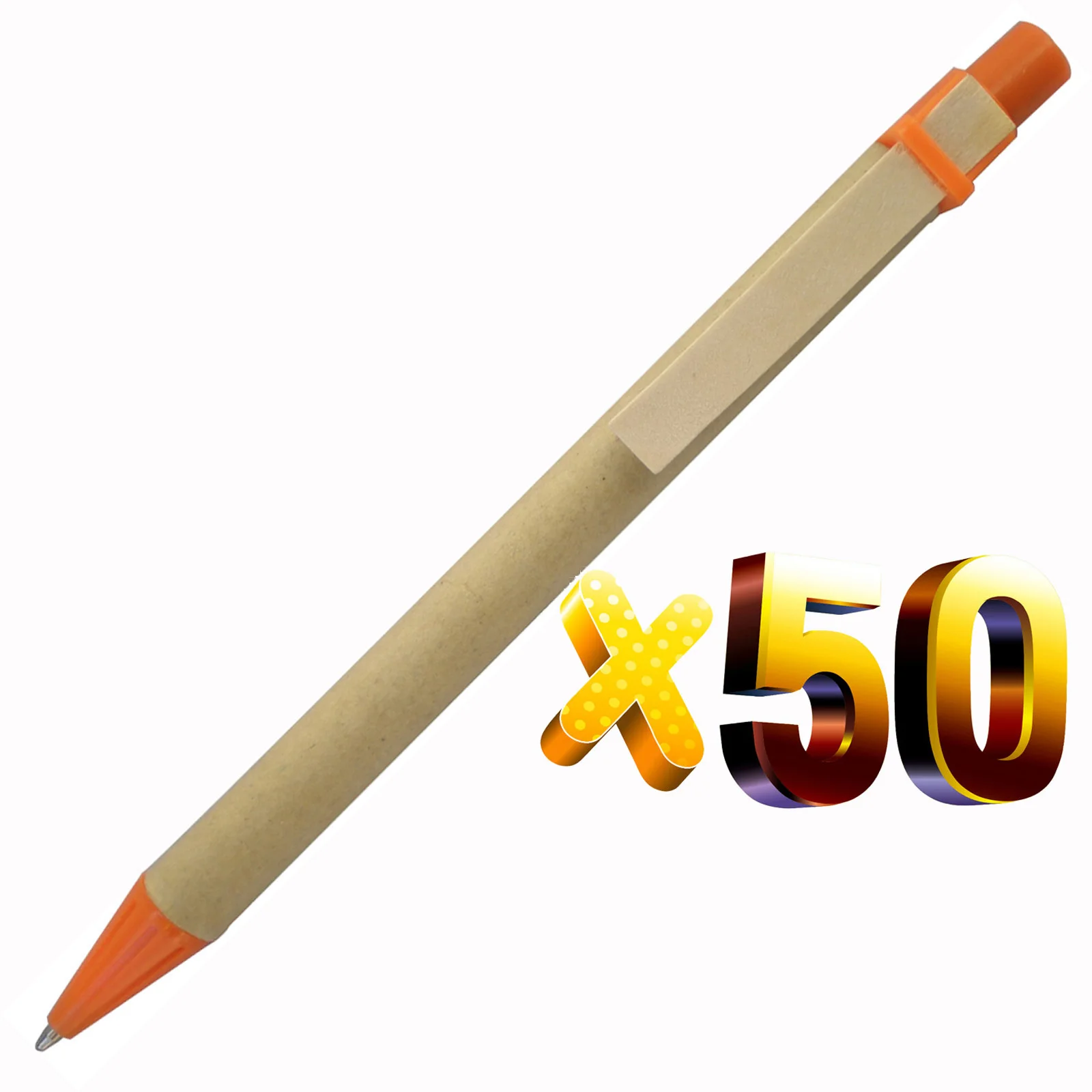 Лот 50 шт. деревянная шариковая ручка из эко-бумаги с зажимом, зеленая Экологичная шариковая ручка, индивидуальный рекламный логотип, подарок - Цвет: orange