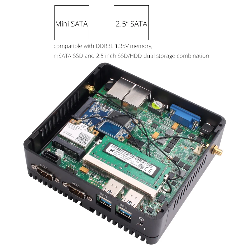 Мини ПК XCY Intel Core i3 4010U два гигабитных Ethernet безвентиляторный промышленный