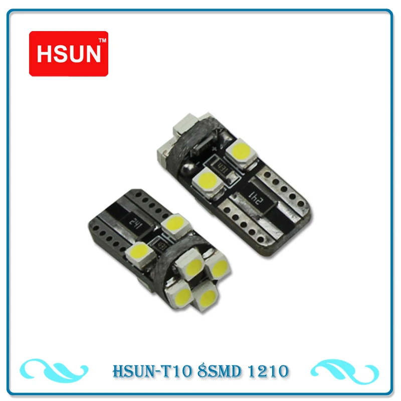 HSUN 10x12 в высококачественные Неполярные светодиодные лампы Canbus T10 с 1210 8SMD