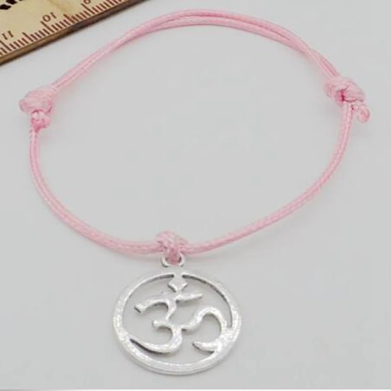 Красный Многоцветный воск шнур Регулируемый Браслет Йога подвеска ом веревка