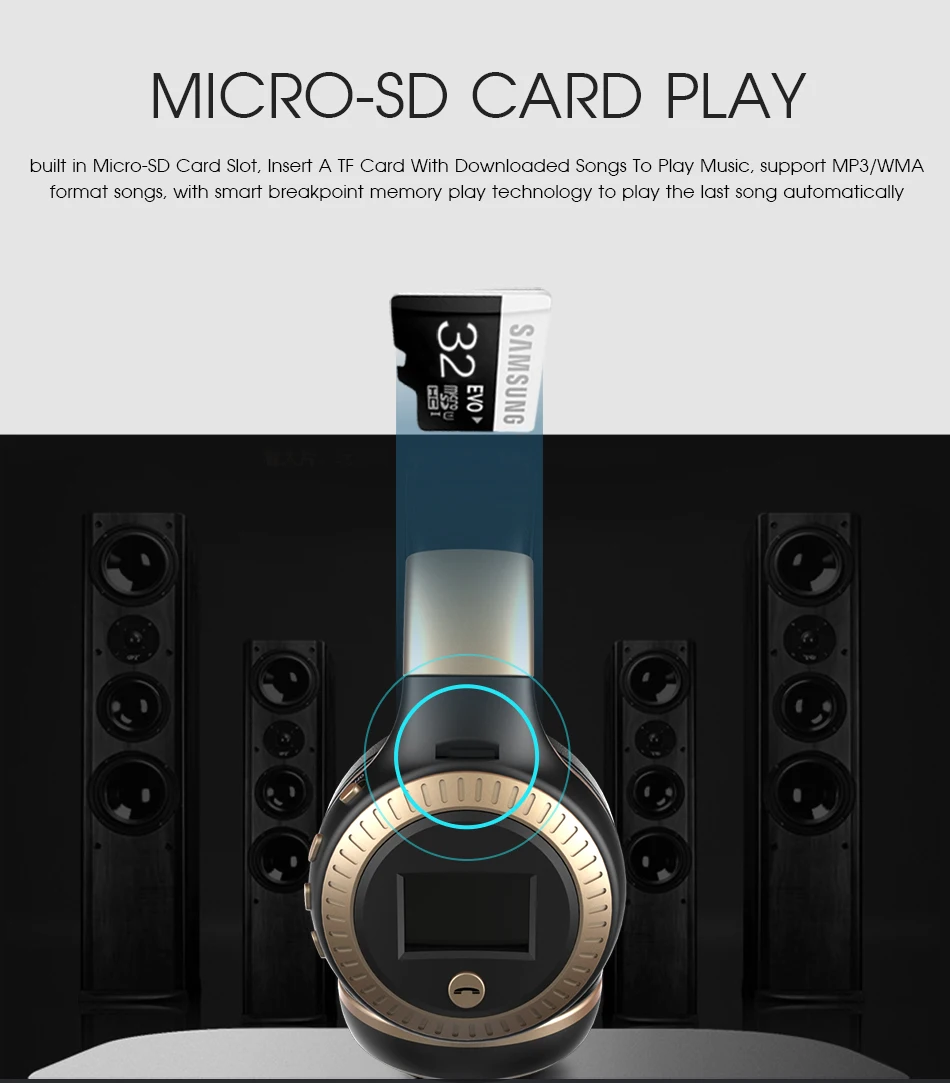 ZEALOT B19 Bluetooth наушники Беспроводная гарнитура над ухом FM радио Micro SD карты MP3 играть с микрофоном