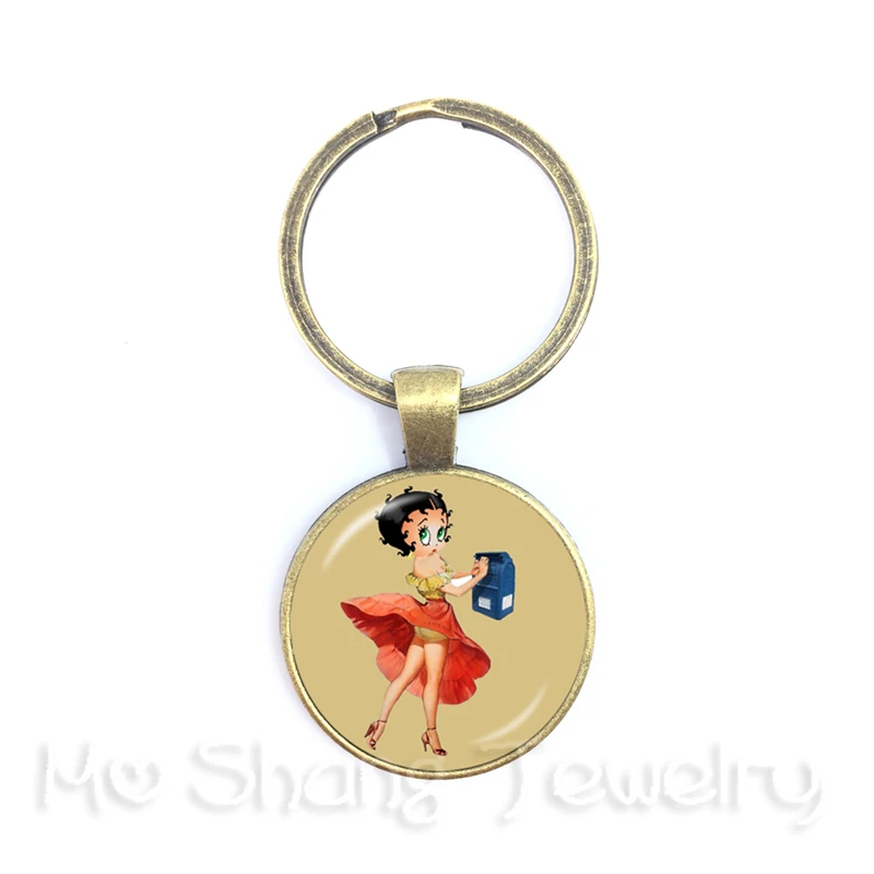 2018New Сексуальная Betty Boop серия стекло, кабошон брелок ручной работы пряжка для рюкзака подарок Ior Friend