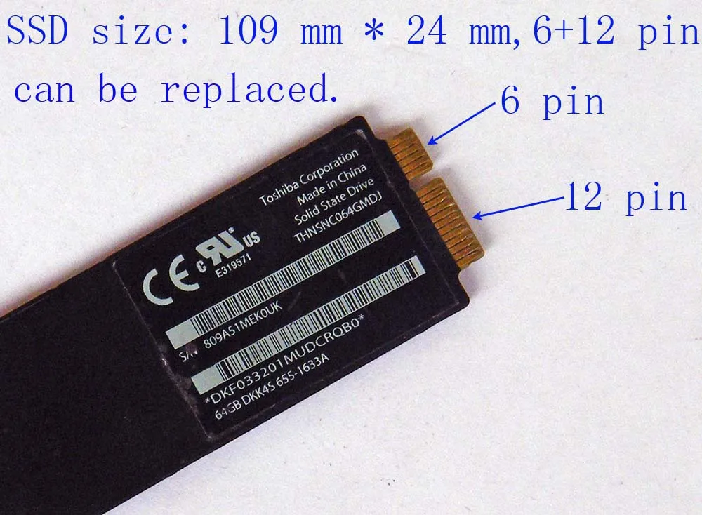 Плата расширения H1111Z M.2 NGFF SSD на 12 + 6Pin адаптер преобразователь карты для MacBook Air 2010