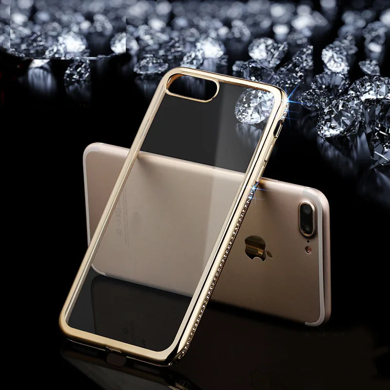 Роскошный чехол с золотыми и розовыми блестками стразами для iPhone 7 6 6S Plus мягкий