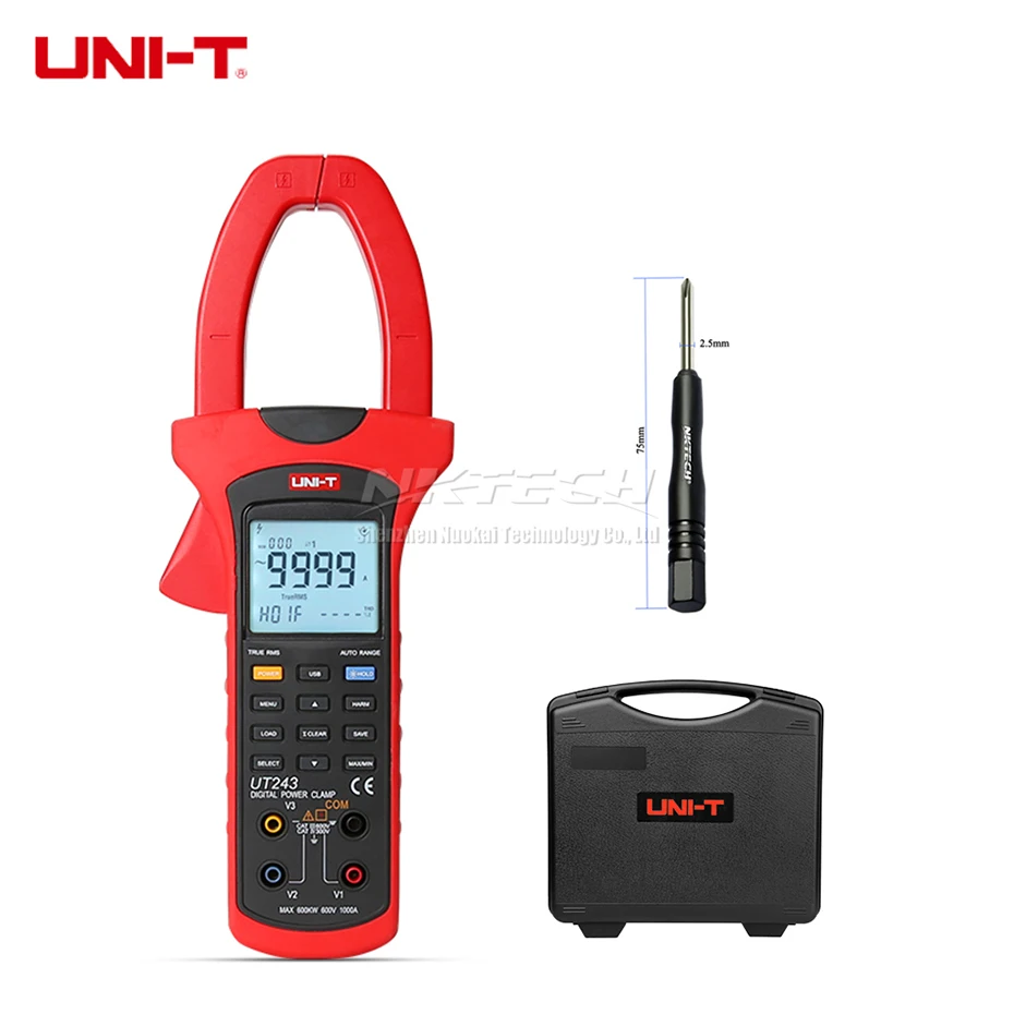 

UNI-T UT243 Power Harmonics Clamp Meter 1000A True RMS Ammeter Harmonics Analysis 3-Phase Sequence Detection USB Data Transfer