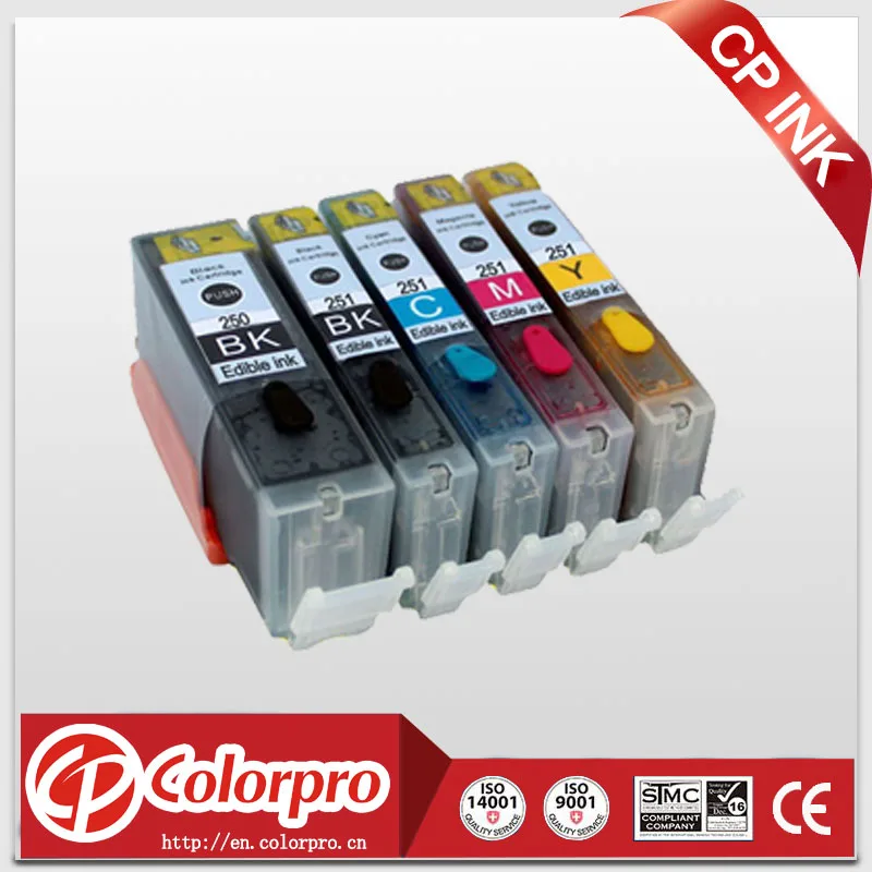 

Free shipping 5PK PGI 250 CLI 251 Edible ink cartridge for Canon Pixma IP7220 IX6820 MG5420 MG5422 MG5520 MG5522 MG5620