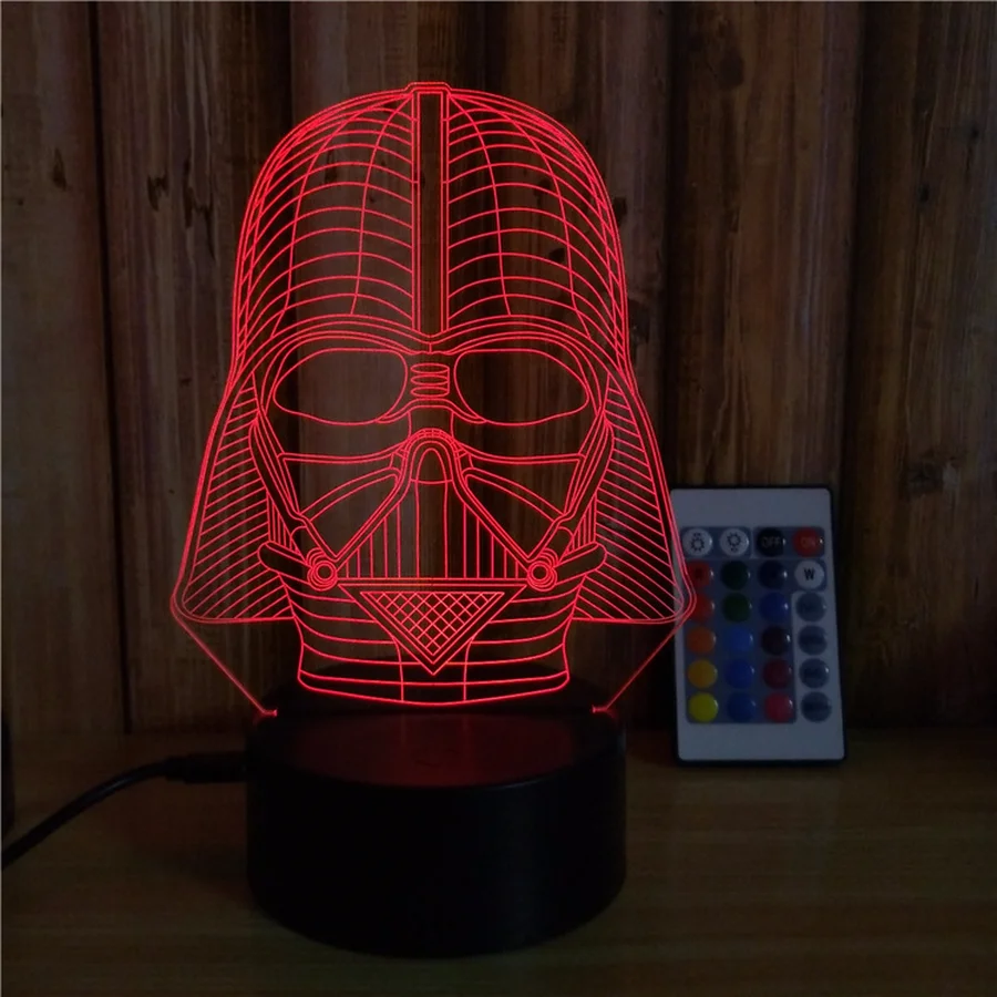Звездные войны Дарт Вейдер 3D иллюзия светодиодная USB лампа сенсорная RGB 7 цветов