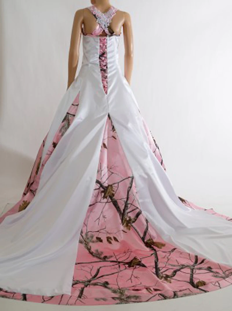 Женское камуфляжное свадебное платье розовое невесты Размер 0 2019|pink camo wedding