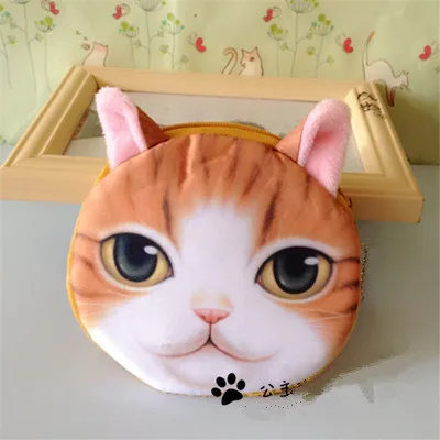 8 3D кошелек для девочек, женская сумка на молнии для лица, мини-кошелек для кошек, Детский кошелек с собакой, плюшевый Кошелек bolsa de moeda, сумка для монет monedero gato - Цвет: 8