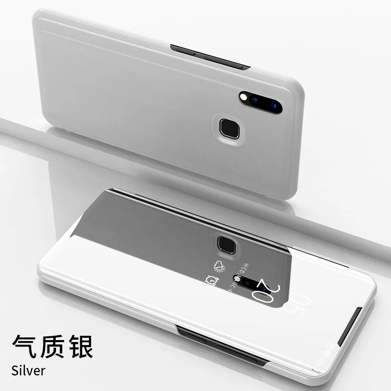 silver ДЛЯ VIVO Y95 чехол роскошное умное зеркало вид кожаный флип оболочка Стенд чехол для VIVO Y91 крышка телефона оболочка Coque VIVO Y 91 Y95 - Цвет: silver