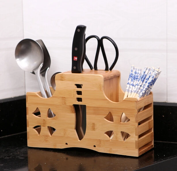 Big Size Nature Bamboo Knife Blocks Super Function Double Storage Holder Chopping Board Free Shipping | Дом и сад