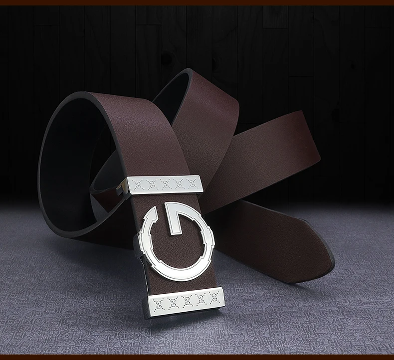 High Quality G letter Slide buckle leather genuine belts men fashion luxury brand Cowskin Waist Strap Casual cintos masculin
