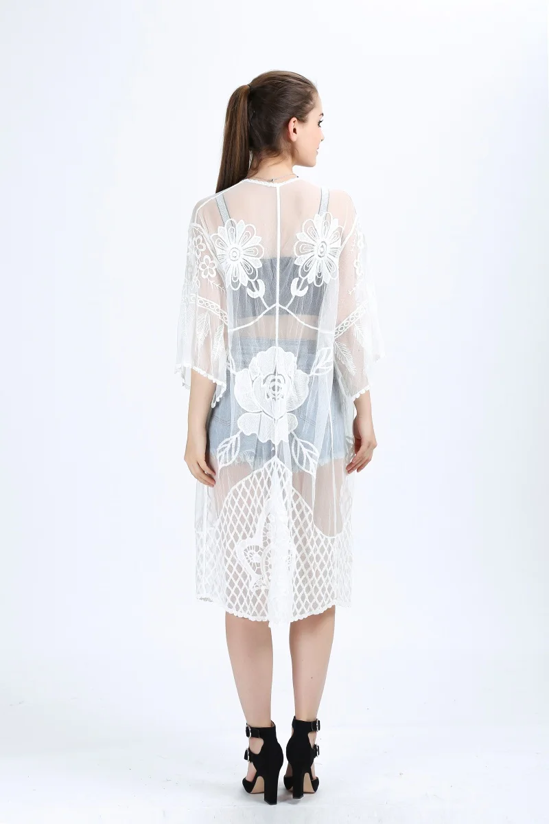 Женский кардиган с коротким рукавом H.SA длинный пляжный завязками свободная