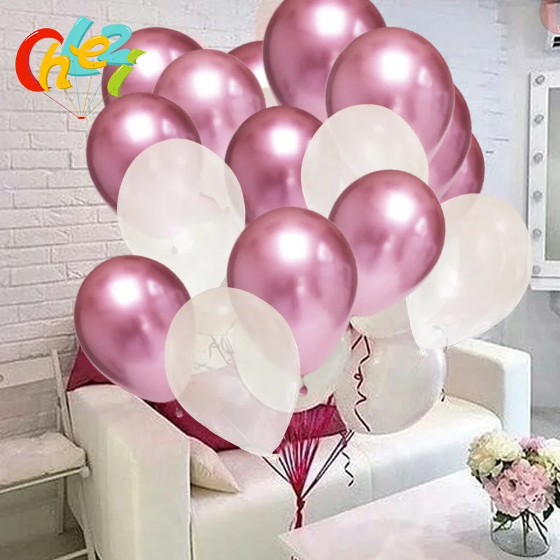 Metallic Red 20 шт 12 дюймов хромированные шары из латекса цвета металлик Золотой Серебряный Красный Синий Зеленый Декор на свадьбу День рождения гелиевый воздушный шар для Бэйби Шауэр - Цвет: Metallic Red