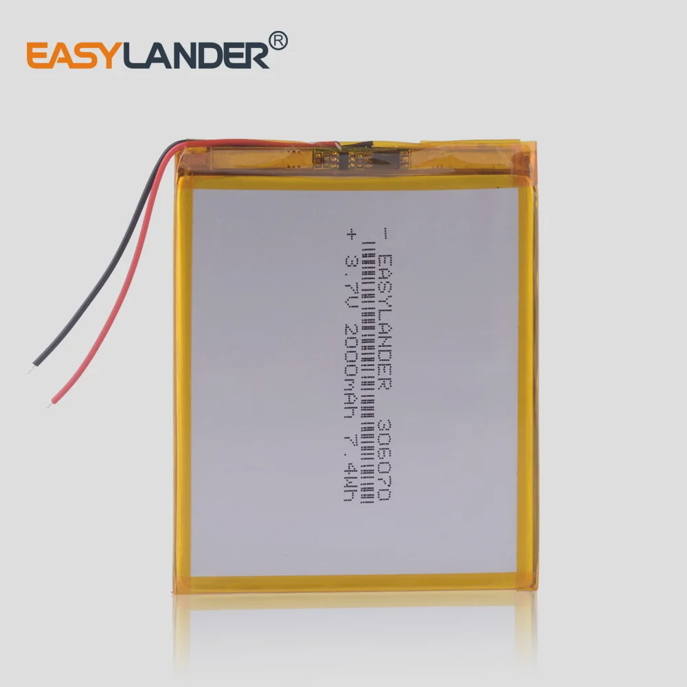 

306070 3.7V 2000mAh Rechargeable li Polymer Battery For PSP PDA GPS DVR E-Book Tablet PC Power Bank Wexler Book E6005 356070