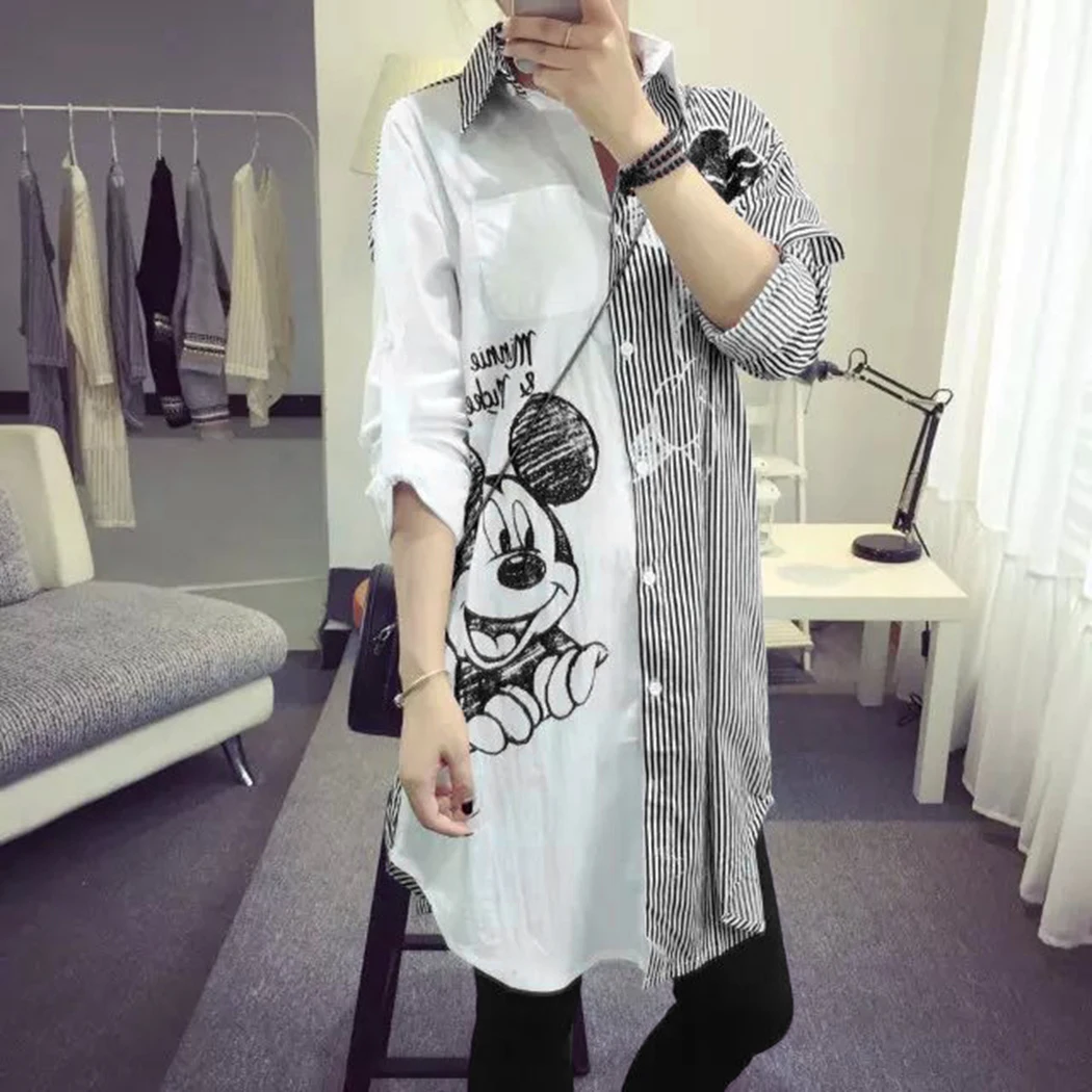 Женская расшитая блестками длинная рубашка с Микки-Маусом модная мультяшная