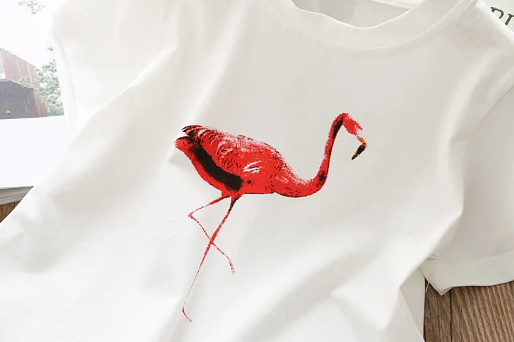 Одежда для девочек летняя футболка с фламинго топ и сетчатая юбка пачка