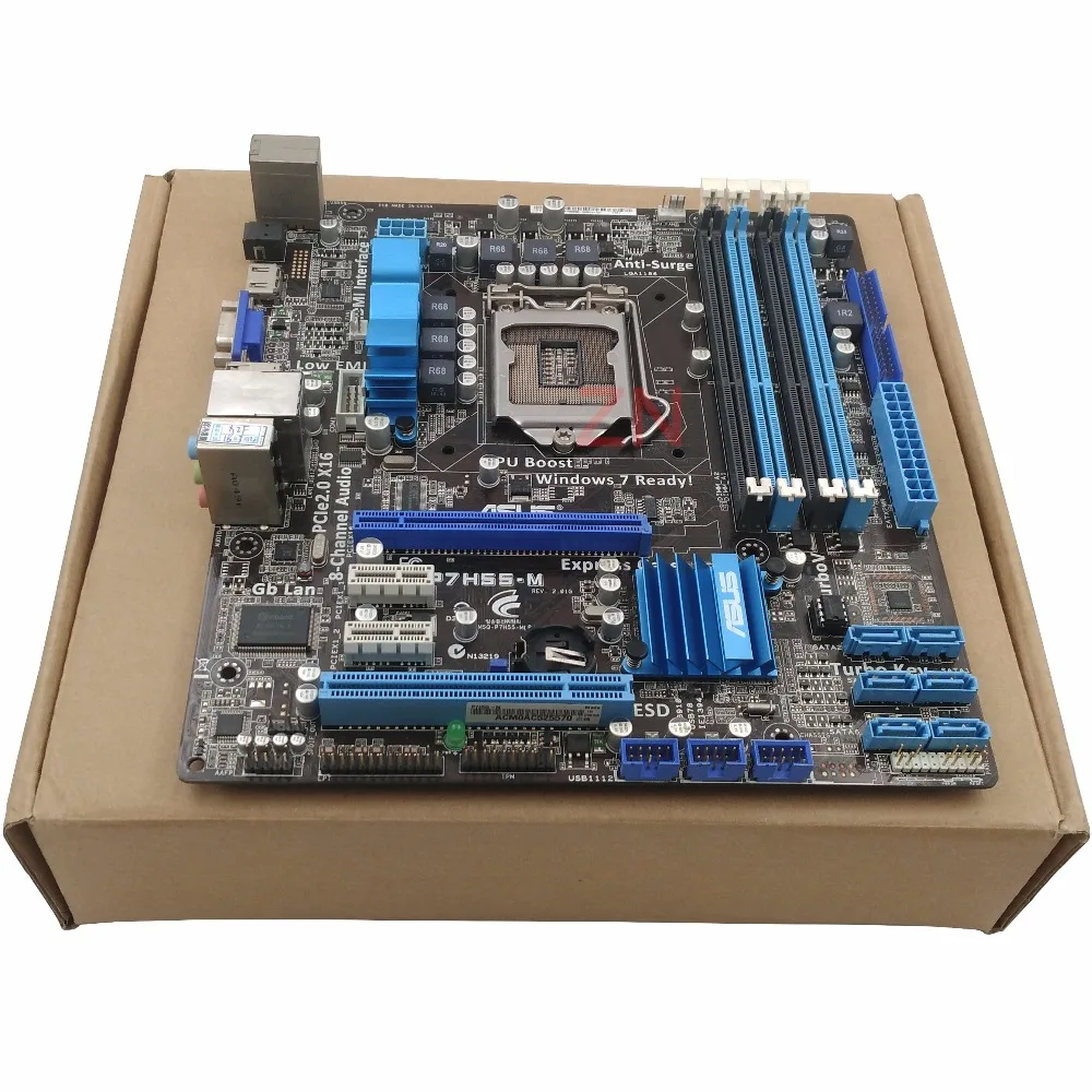 original Used Desktop motherboard For ASUS P7H55-M H55 Support LGA1156 I7 I5 I3 Maximum 4*DDR3 16GB 6*SATA II u ATX Main Board | Компьютеры