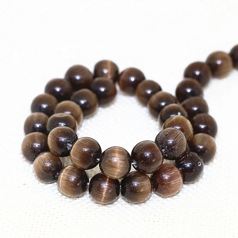 Модные Винтажные крутые кофейные круглые опаловые шарики с кошачьими глазами