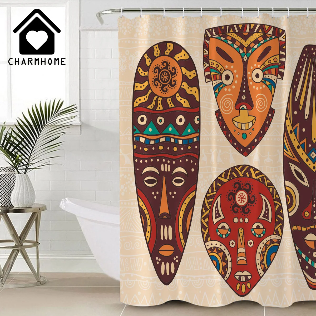 Африканская маска CHARMHOME занавеска для душа ткань аксессуары декора ванной