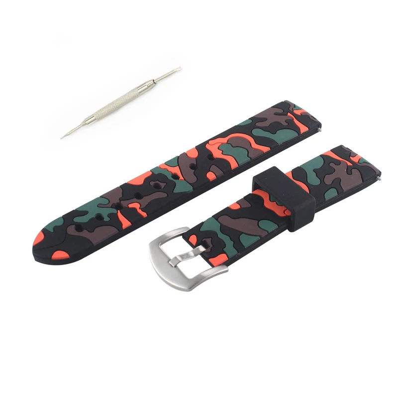 Black Orange Ремешок URVOI для samsung gear S3 R760 R770 ремешок на запястье камуфляж силиконовый с застежкой камуфляж армейский дизайн замена 22 мм Замена - Цвет ремешка: Black Orange