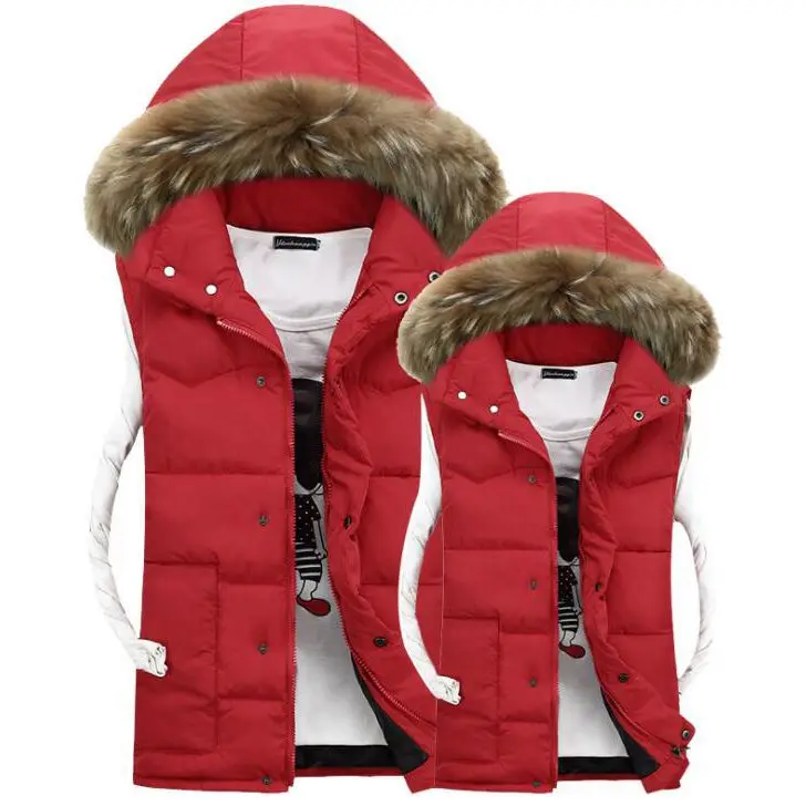 #3601 зимний пуховой жилет из искусственного меха с воротником мужская Тонкая