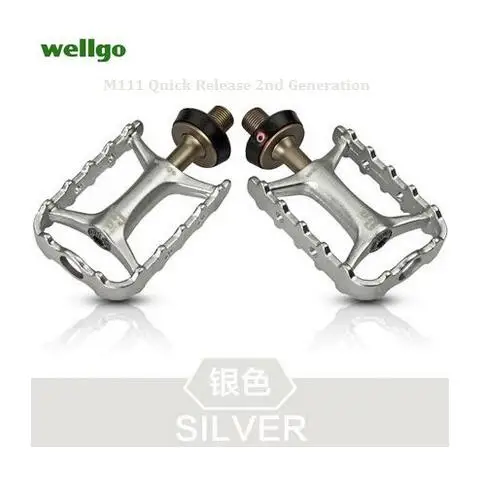 silver Wellgo оригинальные M111 быстросъемные не быстросъемные велосипедные педали для шоссейного велосипеда сверхлегкие педали MTB велосипедные педали с подшипником - Цвет: silver