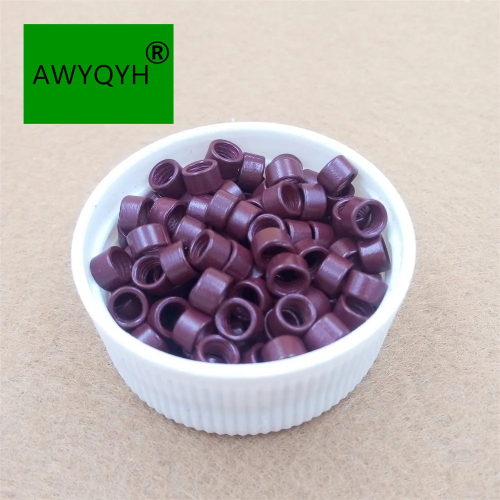 

1000pcs 4.5 mm Hair Extension Microringe Micro links Beads Links with Screws thread 15# burgundy