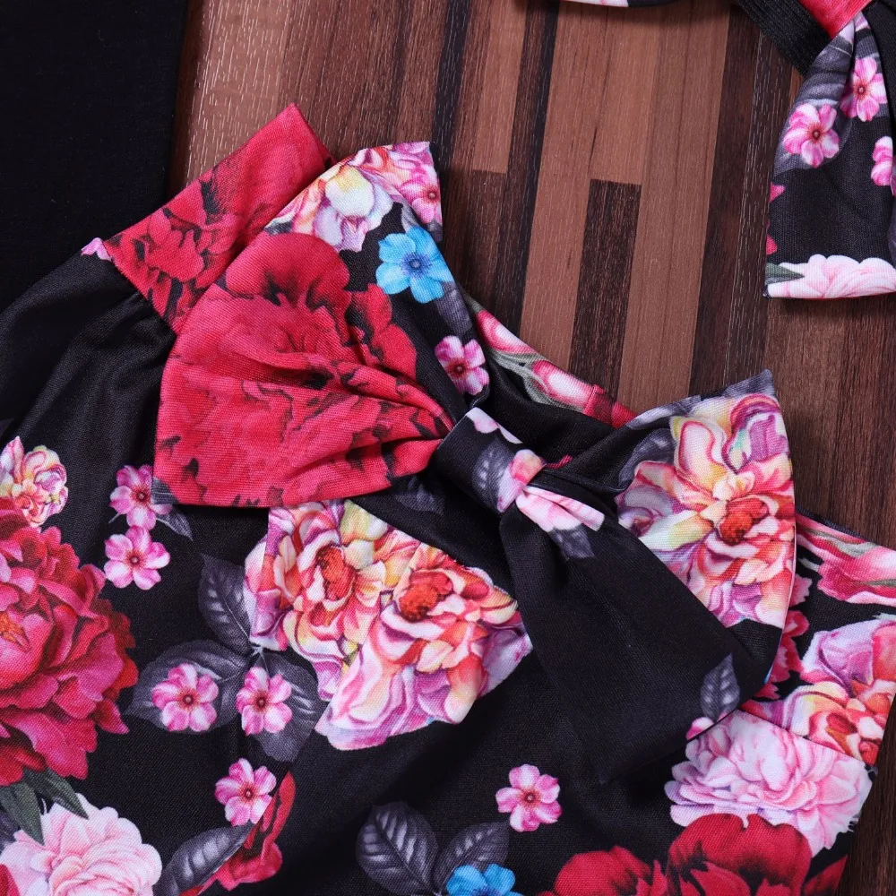 Детская одежда летний комплект из 3 предметов кружевная майка + штаны с цветочным