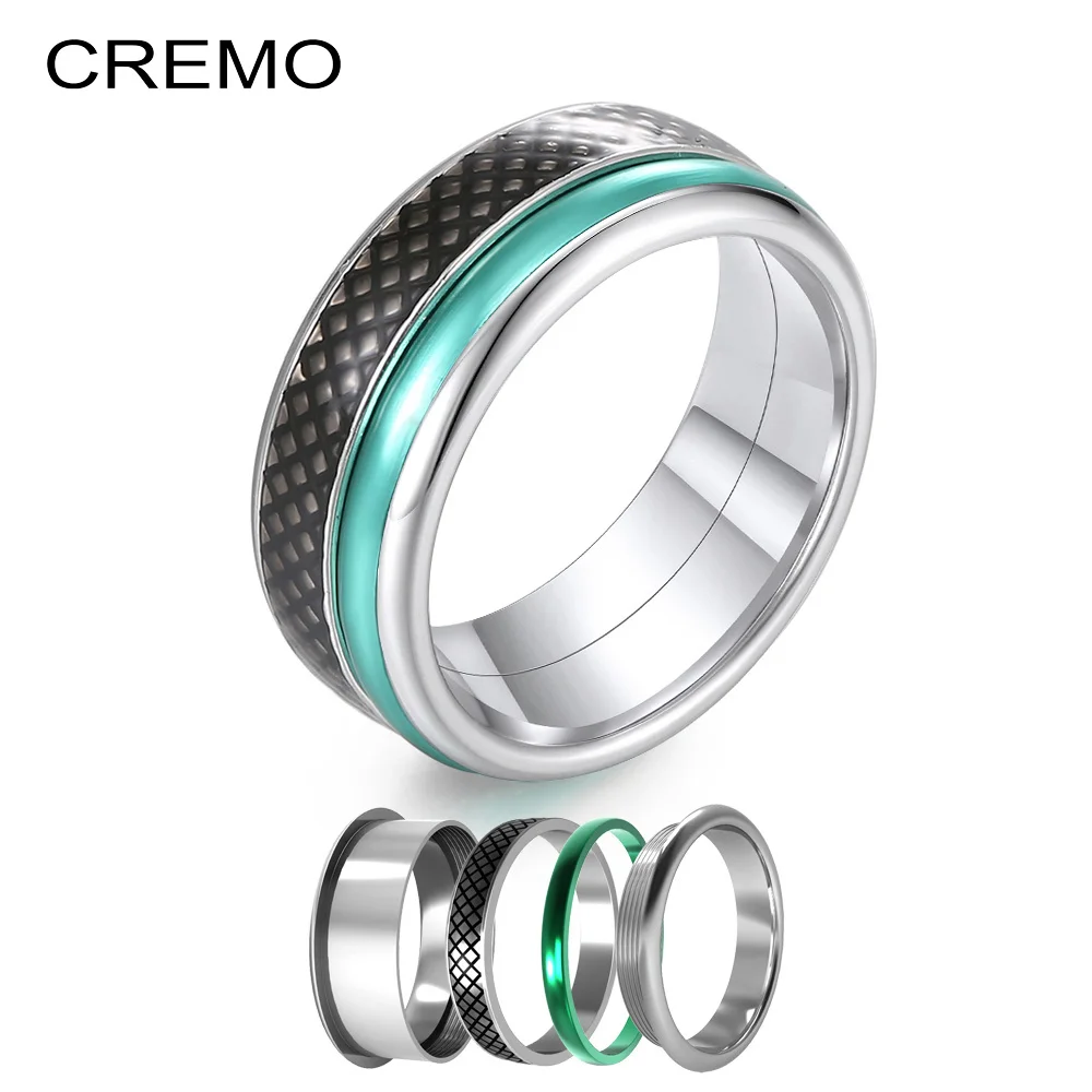 Черные титановые кольца Cremo для пар кольцо из нержавеющей стали влюбленных