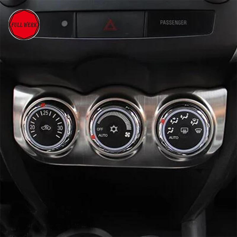 

304 SS Car Styling Air Conditioning Knob Trim Plate Frame Decor for Mitsubishi ASX Panel Decorative Cover Sticker Accessories